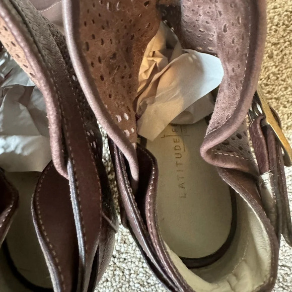 Latitude Femme Cut out Brown leather Heels Boho Size 7.5 (38) Made in Italy - Picture 8 of 11